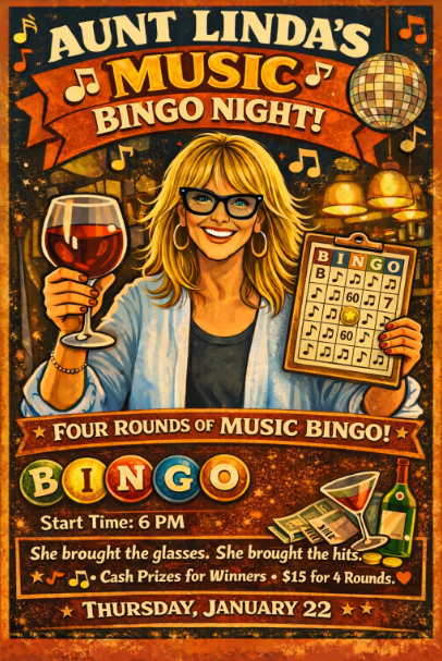1-22-26 Aunt Lindaโs Music Bingo Night